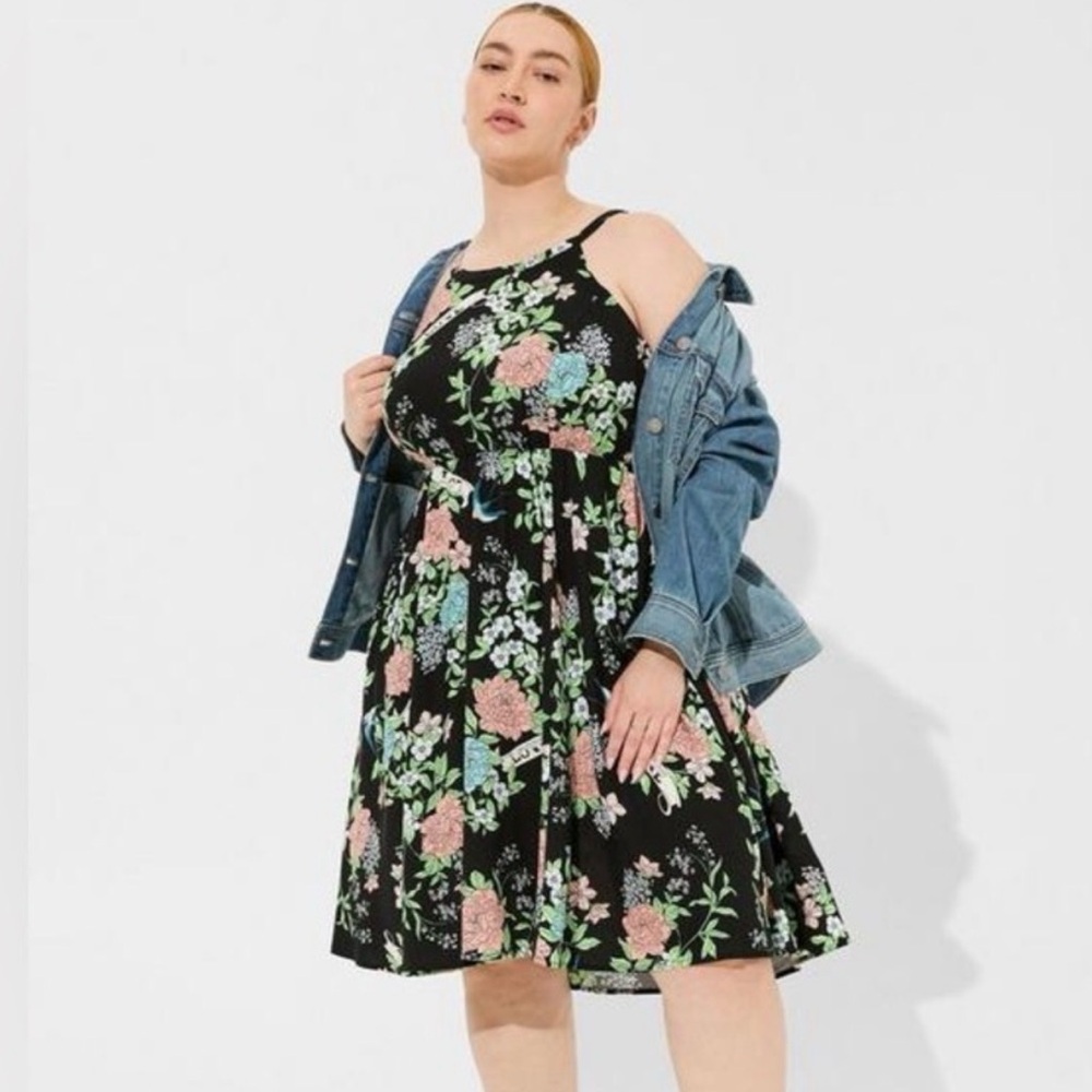 Torrid Black Floral High Low Dress